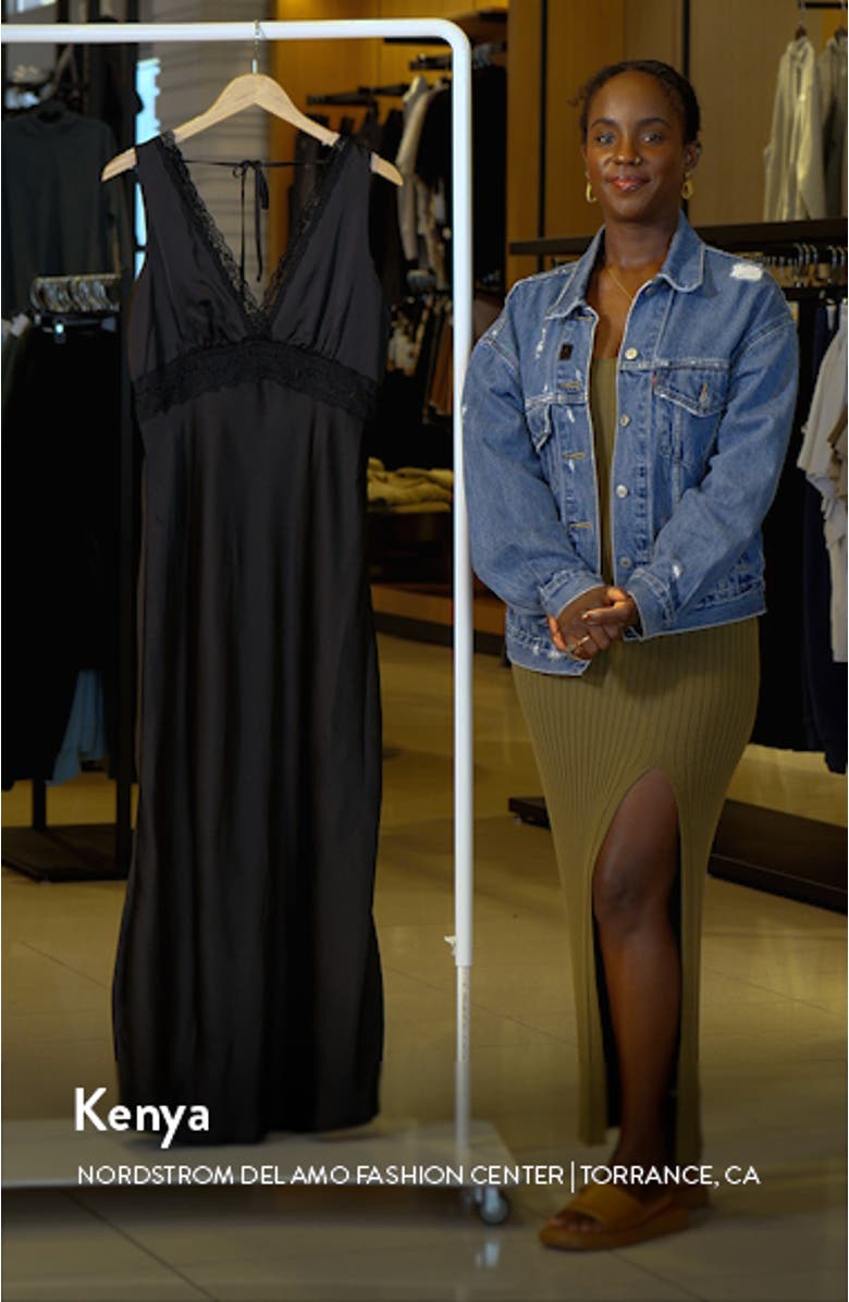 Brennan Lace Trim Satin Maxi Dress, sales video thumbnail