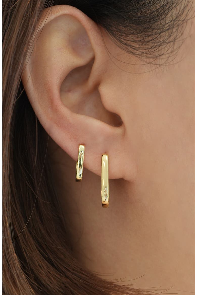 Set of 2 Oblong Hoop Earrings, Alternate, color, GOLD
