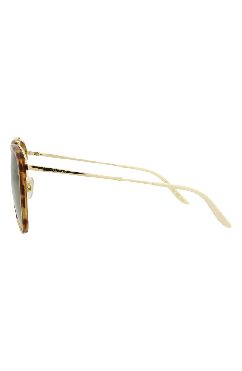 Gucci 58mm Aviator Sunglasses, Alternate, color, Havana Gold Green