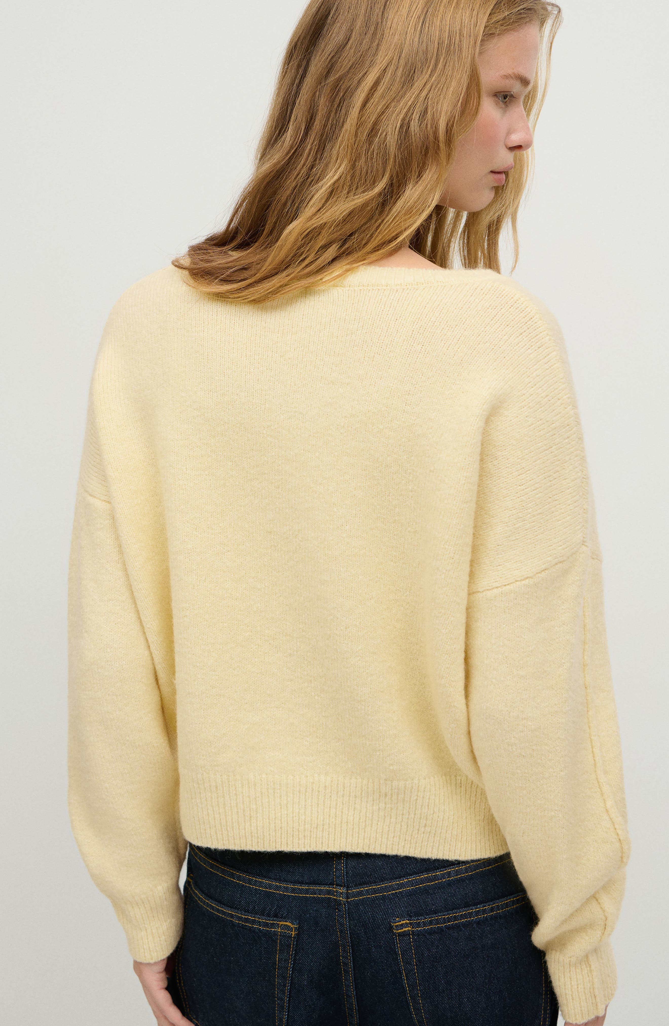 MANGO TEEN V-Neck Seam Detail Sweater (Women) | Nordstrom
