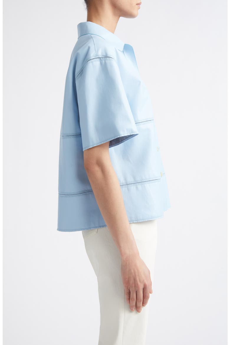 Ladder Stitch Inset Paneled Tumbled Leather Shirt, Alternate, color, ICE WATER
