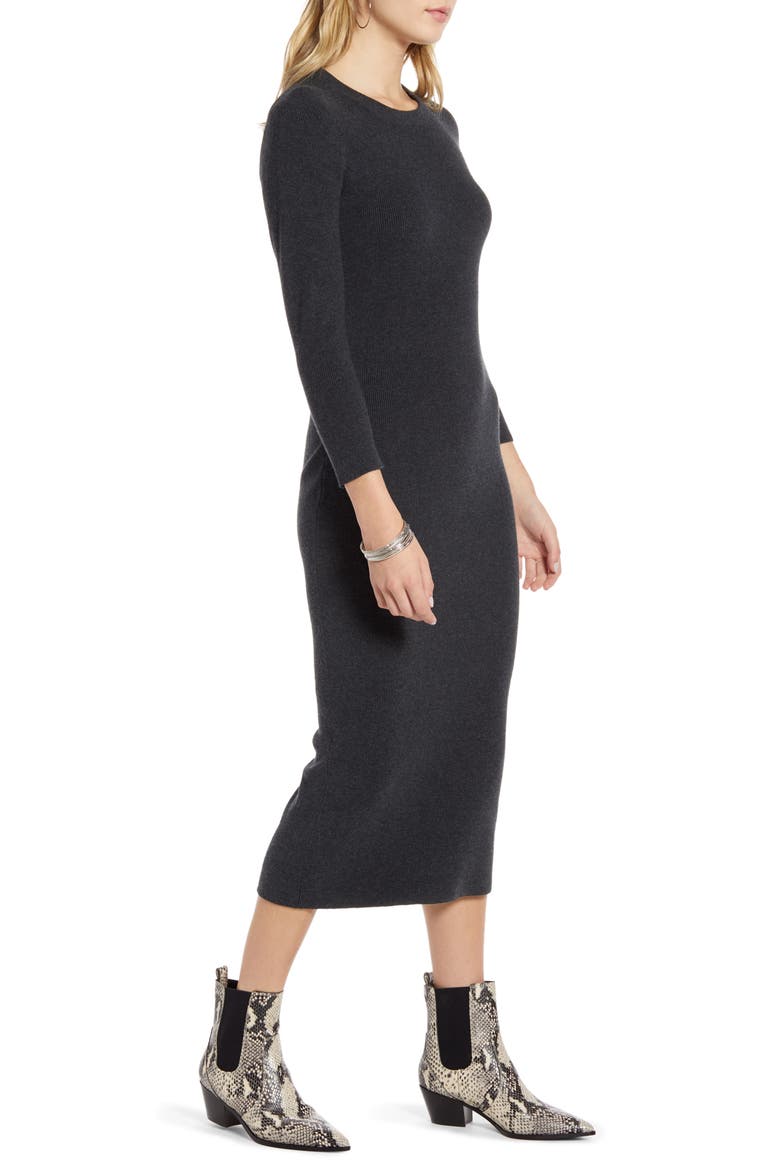 Crewneck Long Sleeve Sweater Dress, Alternate, color, GREY DARK HEATHER