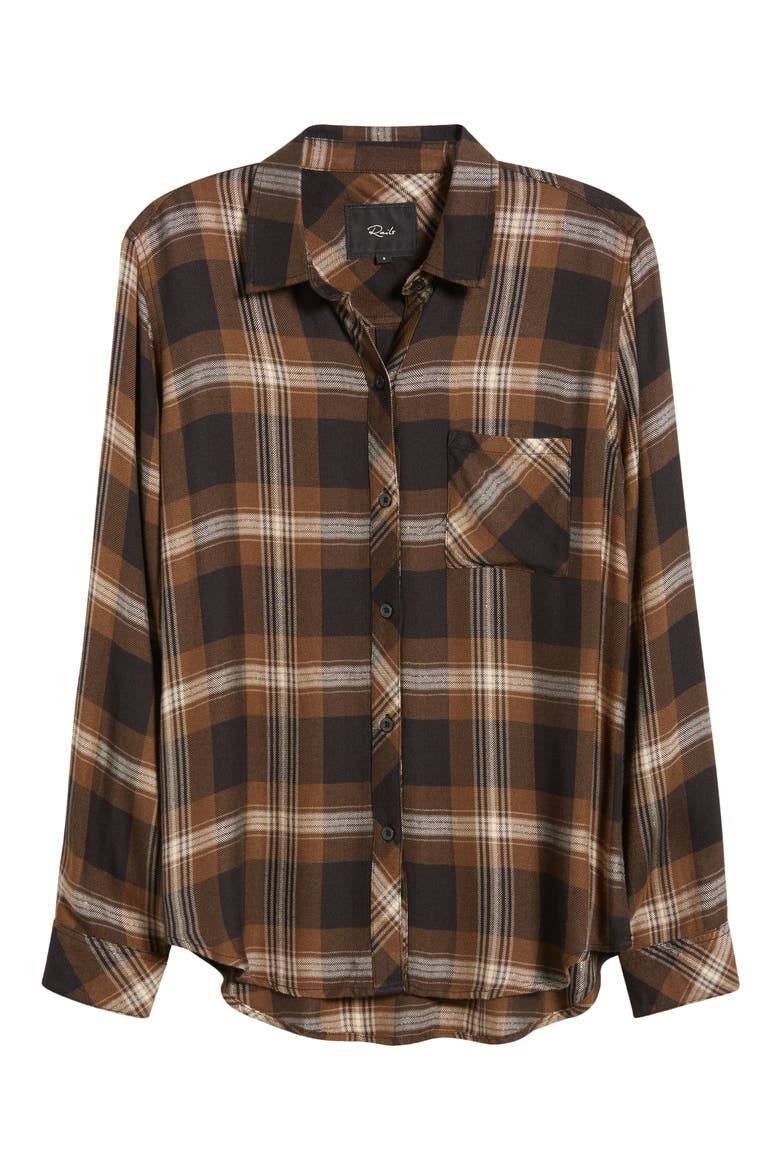 Hunter Plaid Button-Up Shirt, Alternate, color, BLACK CARMEL LUREX