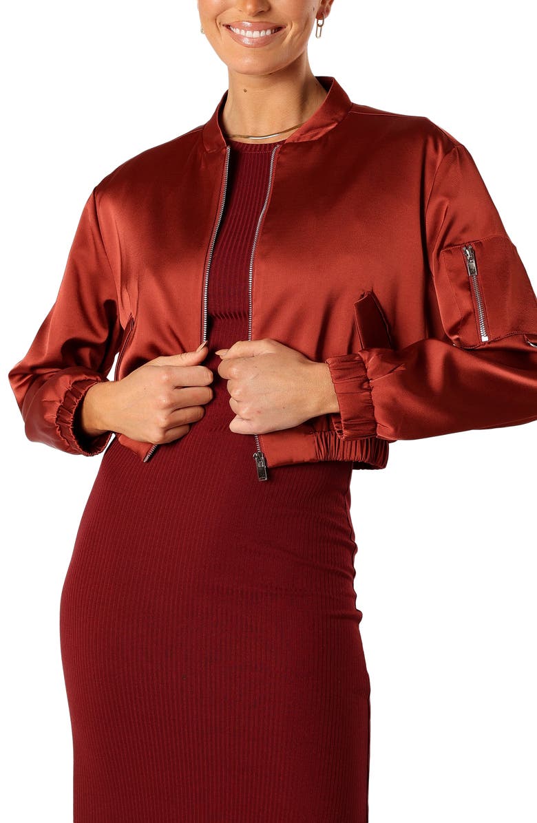 Petal & Pup Kyra Satin Bomber Jacket, Main, color,