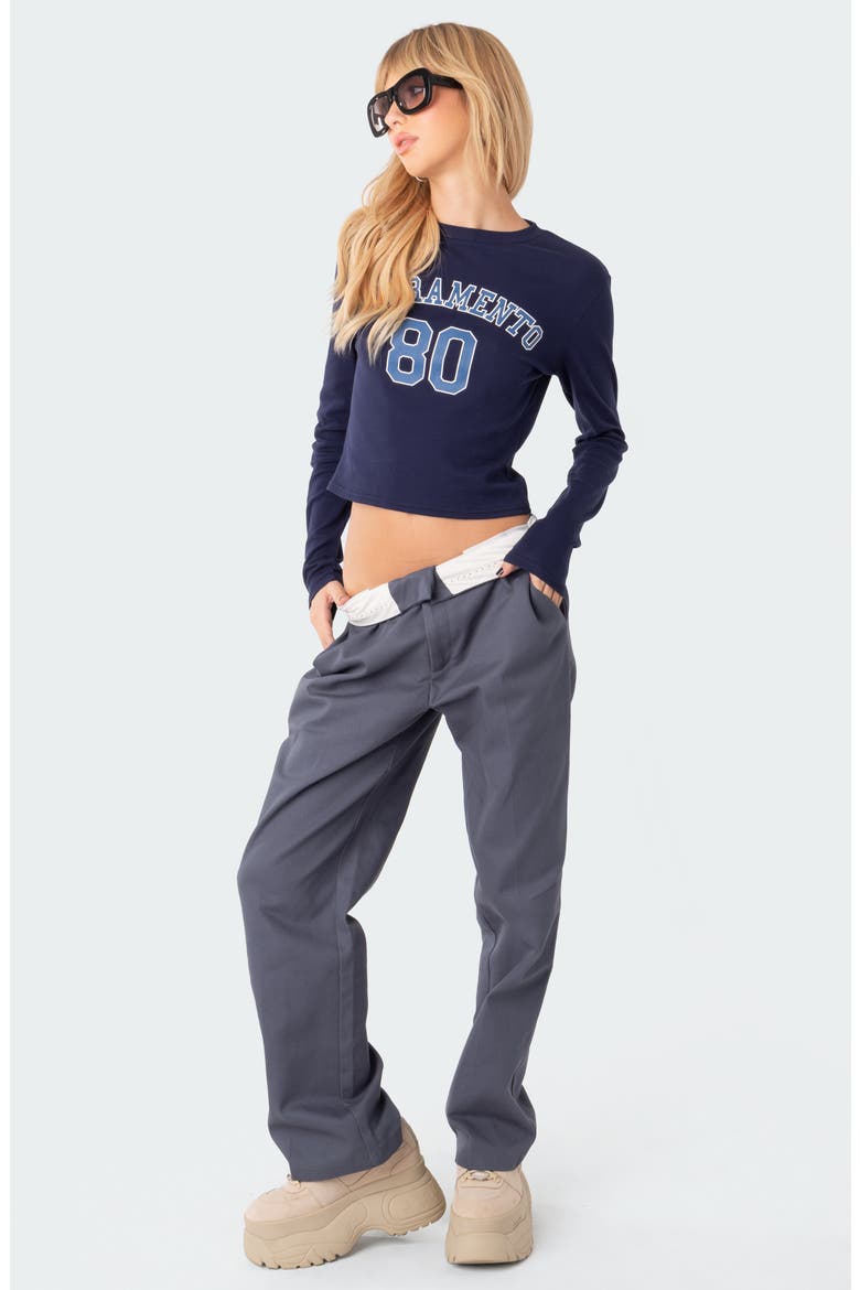 Folded Waist Wide Leg Chinos, Alternate, color, BLUE