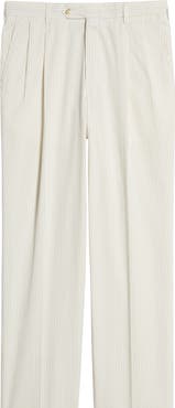 Berle Pleated Seersucker Cotton Dress Pants