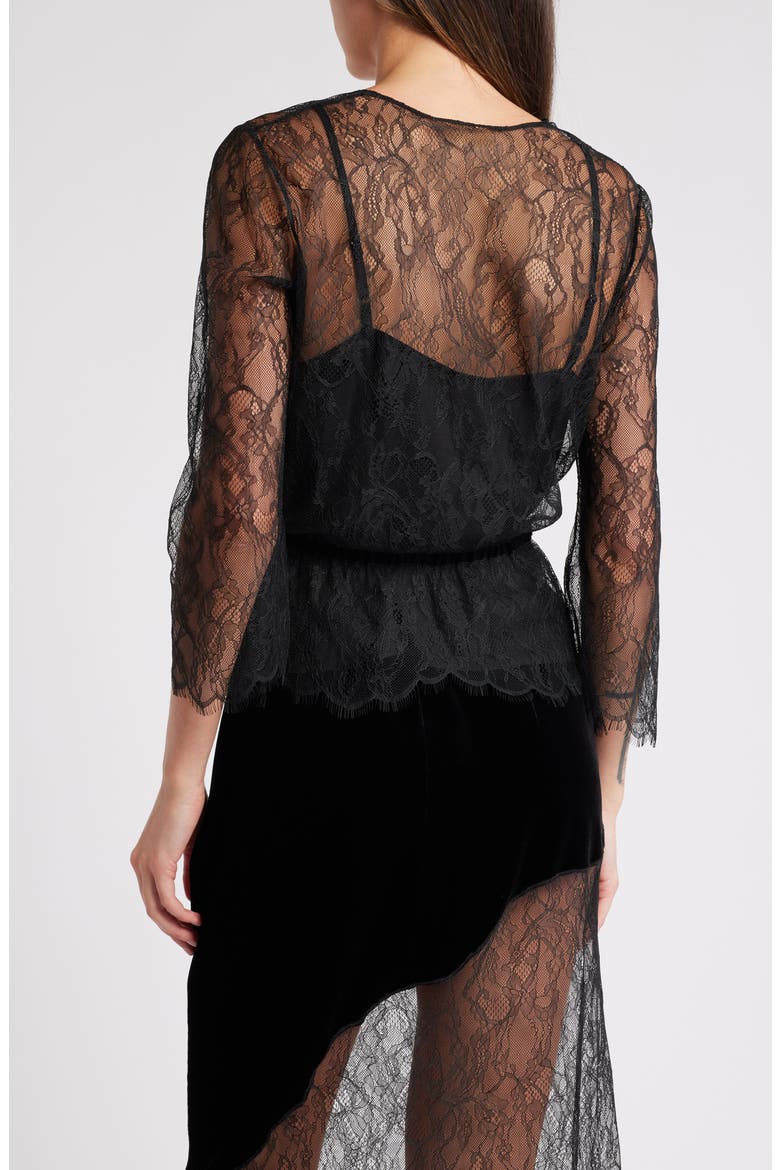 Lace Peplum Top, Alternate, color, BLACK