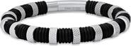HMY JEWELRY Men's Black Rubber & Stainless Steel Bracelet