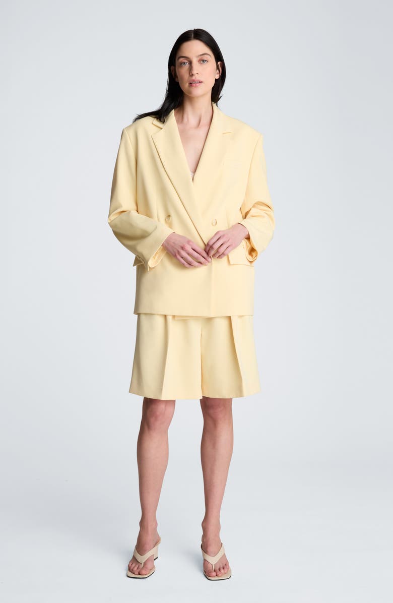 Kenneth Cole Pleated High Waist Shorts, Alternate, color, Pastel Yellow