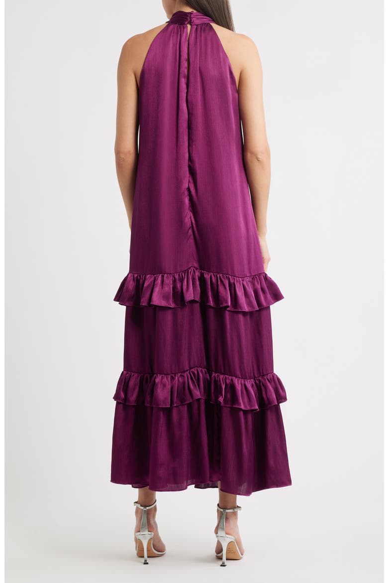 Tiered Sleeveless Satin Maxi Dress, Alternate, color, DEEP MULBERRY