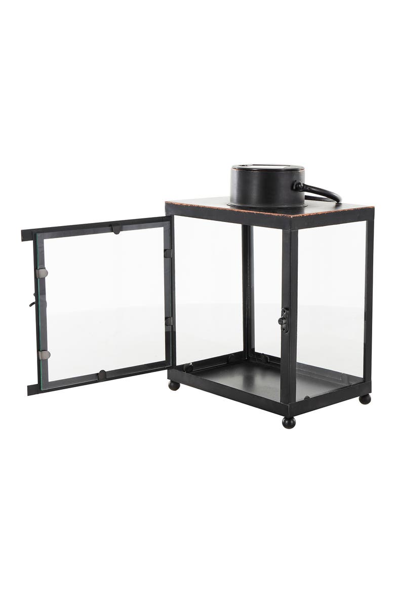 Black Metal Candle Lantern, Alternate, color, BLACK
