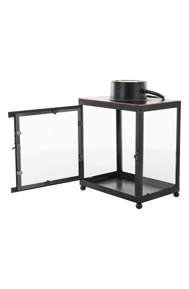 GINGER BIRCH STUDIO Black Metal Candle Lantern, Alternate, color, Black