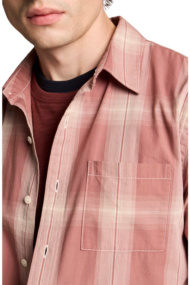 Townes Plaid Cotton Button-Up Shirt, Alternate, color, CHERRYWOOD/ SMOCK WHI