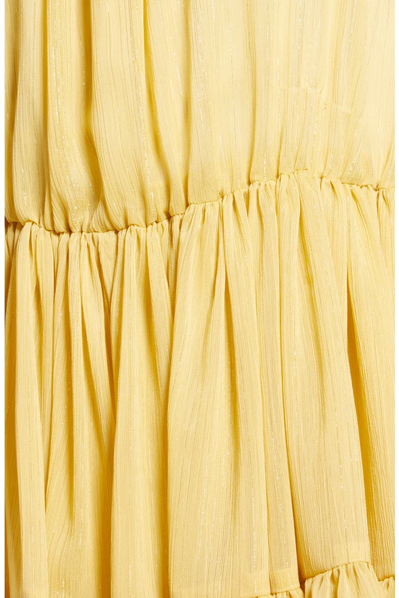 Clyde Metallic Thread Tiered Ruffle Dress, Alternate, color, SAFFRON