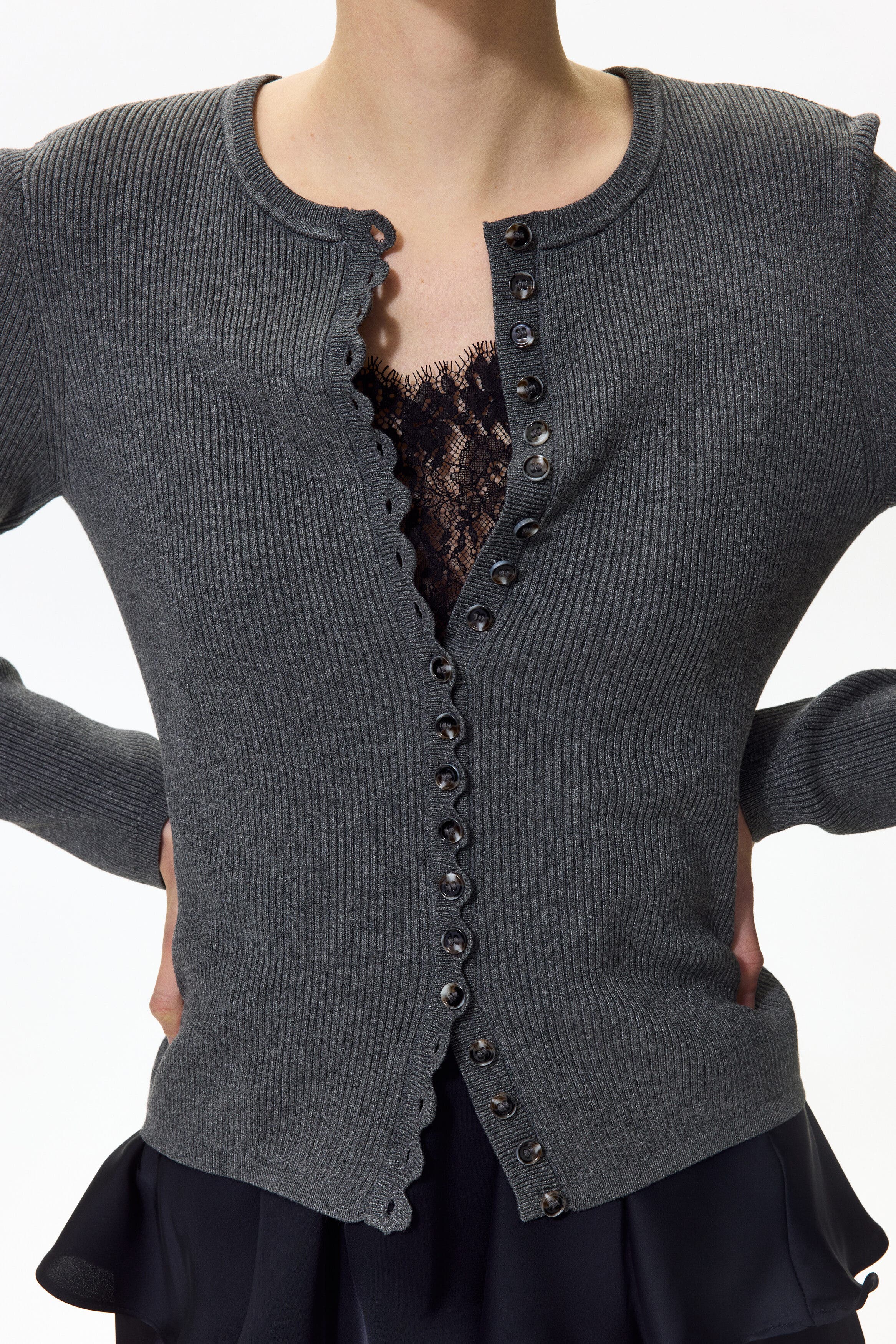 Ribbed cardigan - image 2