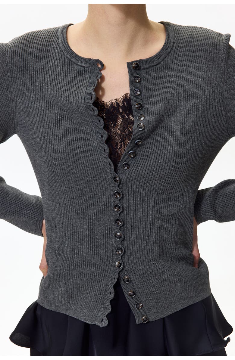 H&M Ribbed cardigan, Alternate, color, Dark Gray Melange