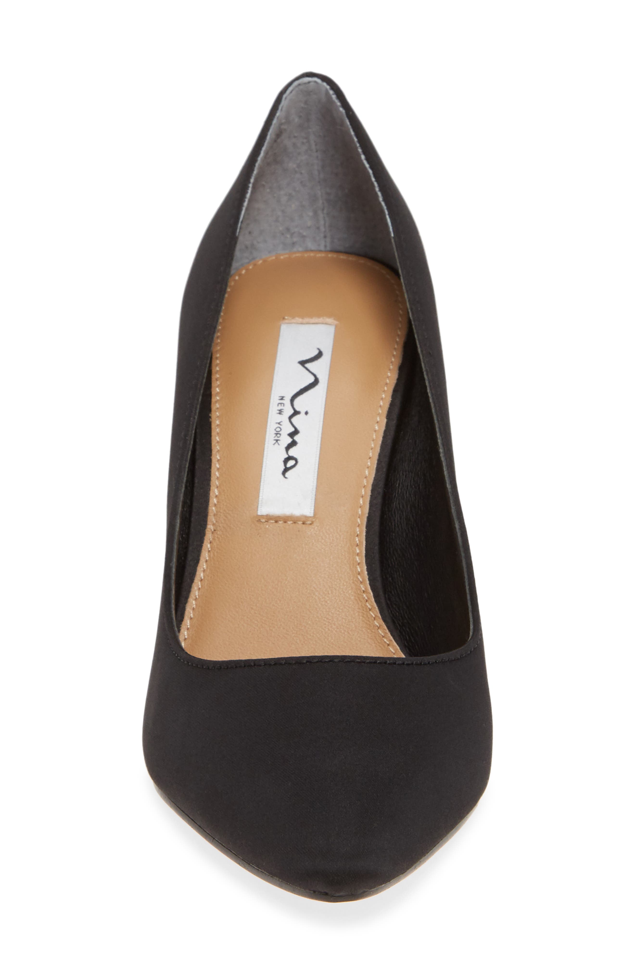 Nina 85 Pointy Toe Pump, Alternate, color, BLACK SATIN