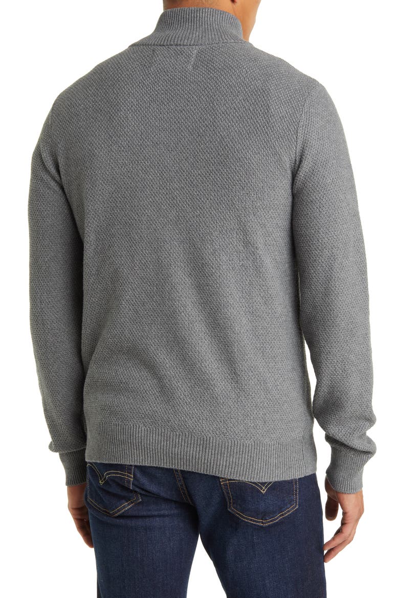 Waffle Knit Quarter Zip Pullover, Alternate, color, GREY