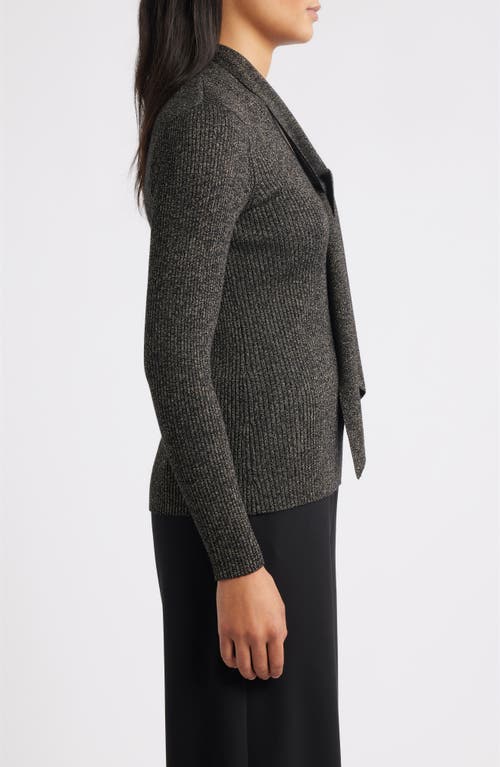 Anne Klein Tie Neck Rib Sweater In Gray