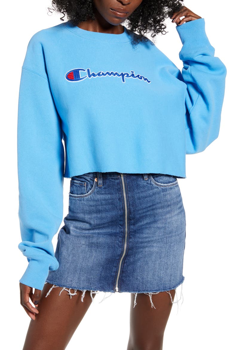 Reverse Weave® Crop Sweatshirt, Main, color, ACTIVE BLUE