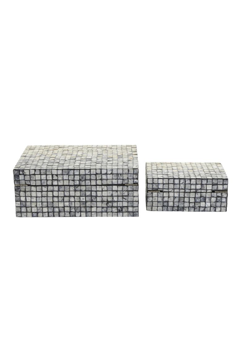 Contemporary Set of 2 Decorative Mother of Pearl Boxes, Alternate, color, GRAY