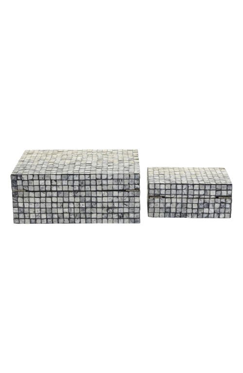 Uma Contemporary Set Of 2 Decorative Mother Of Pearl Boxes In Gray