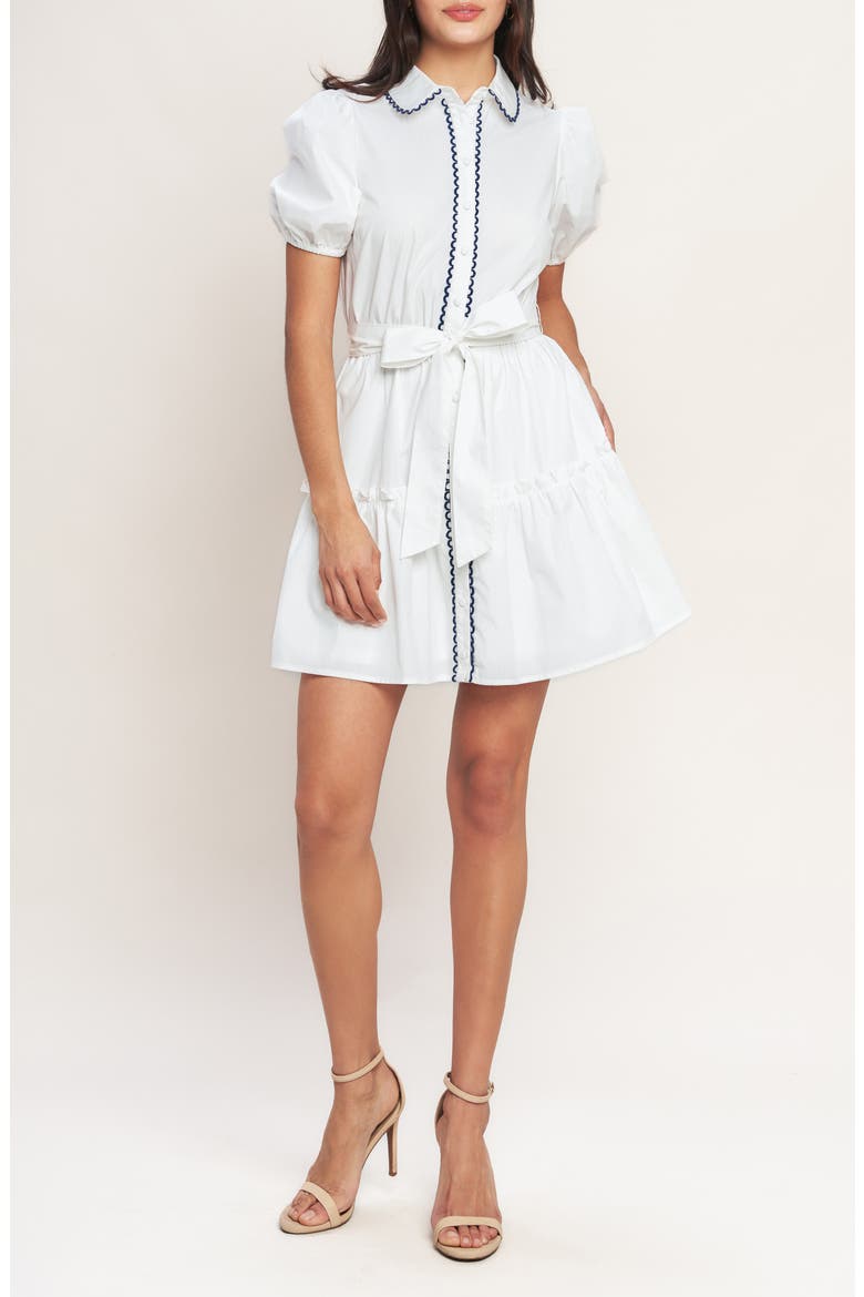 Puff Sleeve Cotton Minidress, Main, color, WHITE