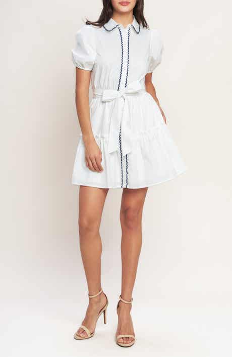 FLYING TOMATO Puff Sleeve Cotton Minidress