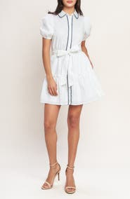 FLYING TOMATO Puff Sleeve Cotton Minidress