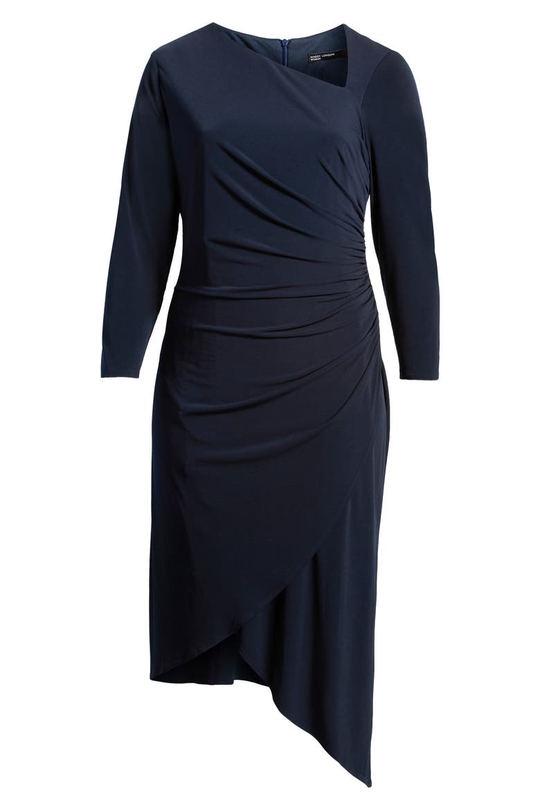 Long Sleeve Asymmetric Hem Dress, Alternate, color, MIDNIGHT BLUE