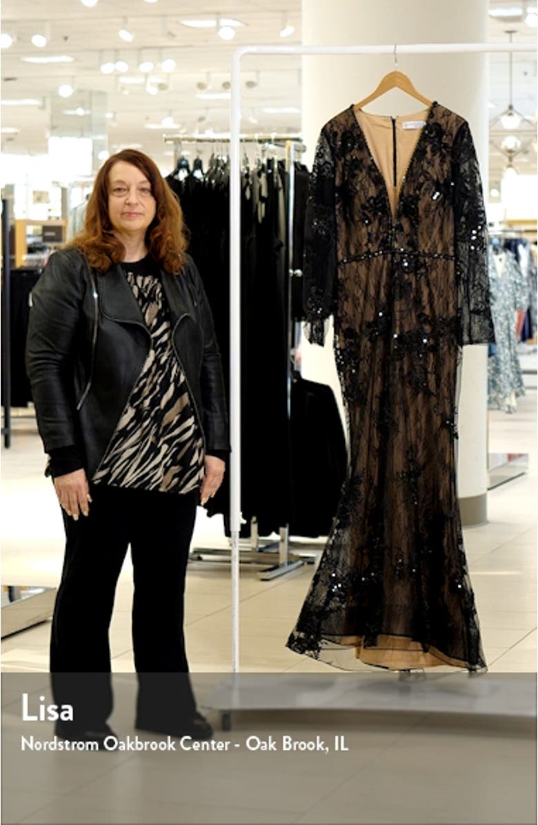 Long Sleeve Lace Trumpet Gown, sales video thumbnail