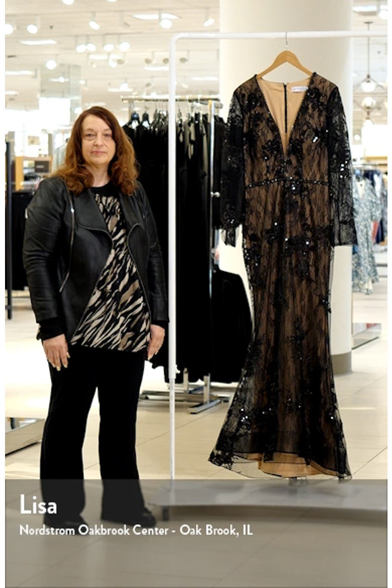 Long Sleeve Lace Trumpet Gown video