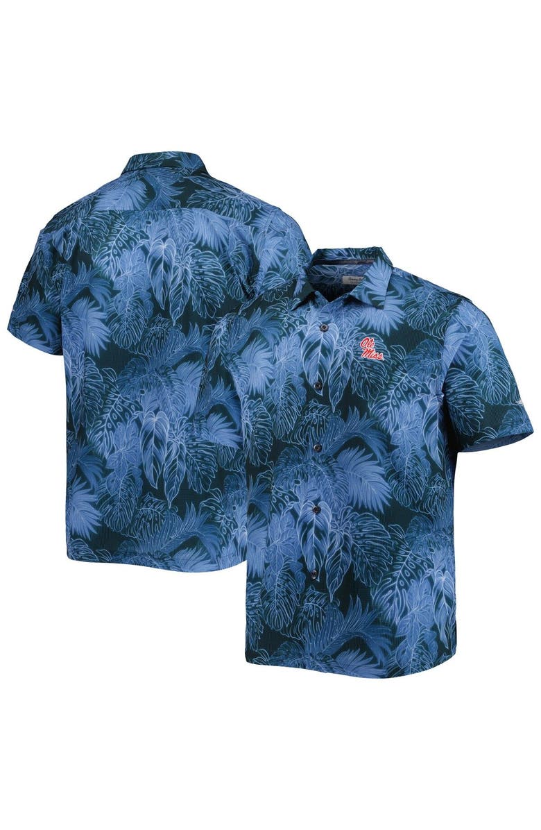 Tommy Bahama Men's Tommy Bahama Navy Ole Miss Rebels Coast Luminescent Fronds IslandZone Button-Up Camp Shirt, Main, color, Navy