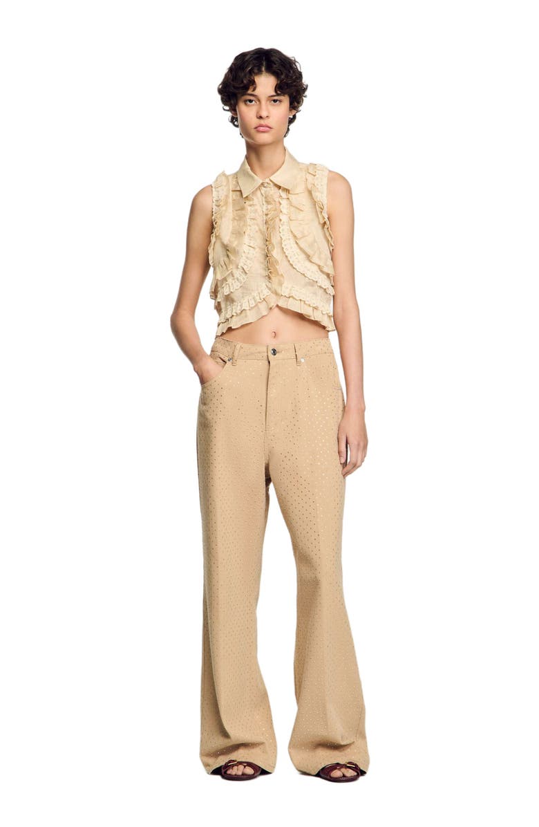 SANDRO Ruffled cropped shirt, Alternate, color,
