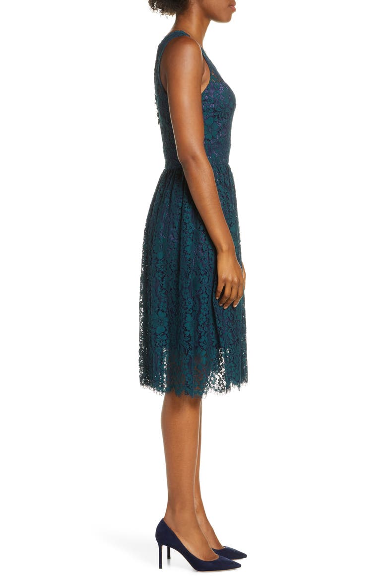 Lace Fit & Flare Dress, Alternate, color, GREEN