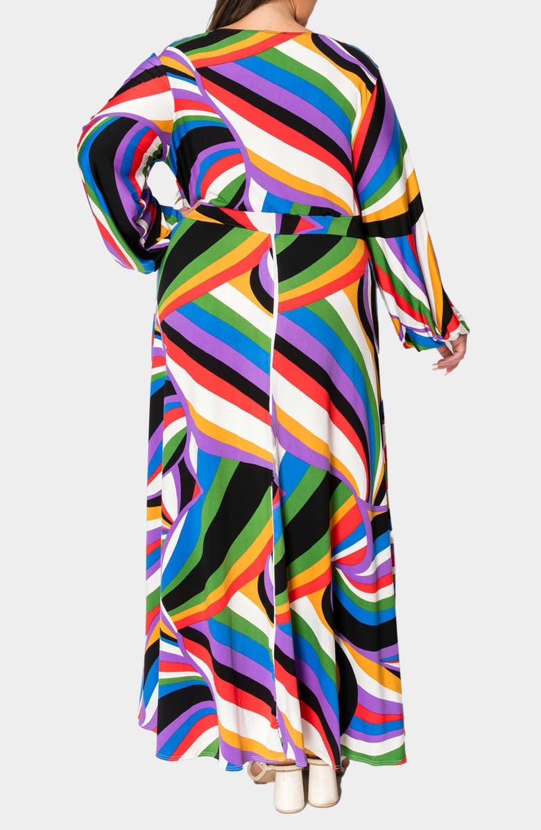 L I V D Vacanza Abstract Print Long Sleeve Maxi Dress, Alternate, color, Vibrant