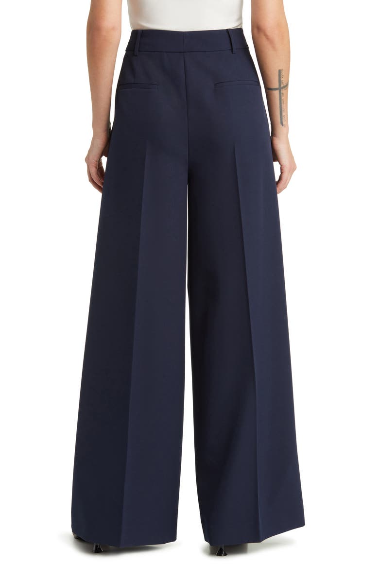 KOBI HALPERIN Side Stripe Stretch Twill Wide Leg Pants, Alternate, color, Navy