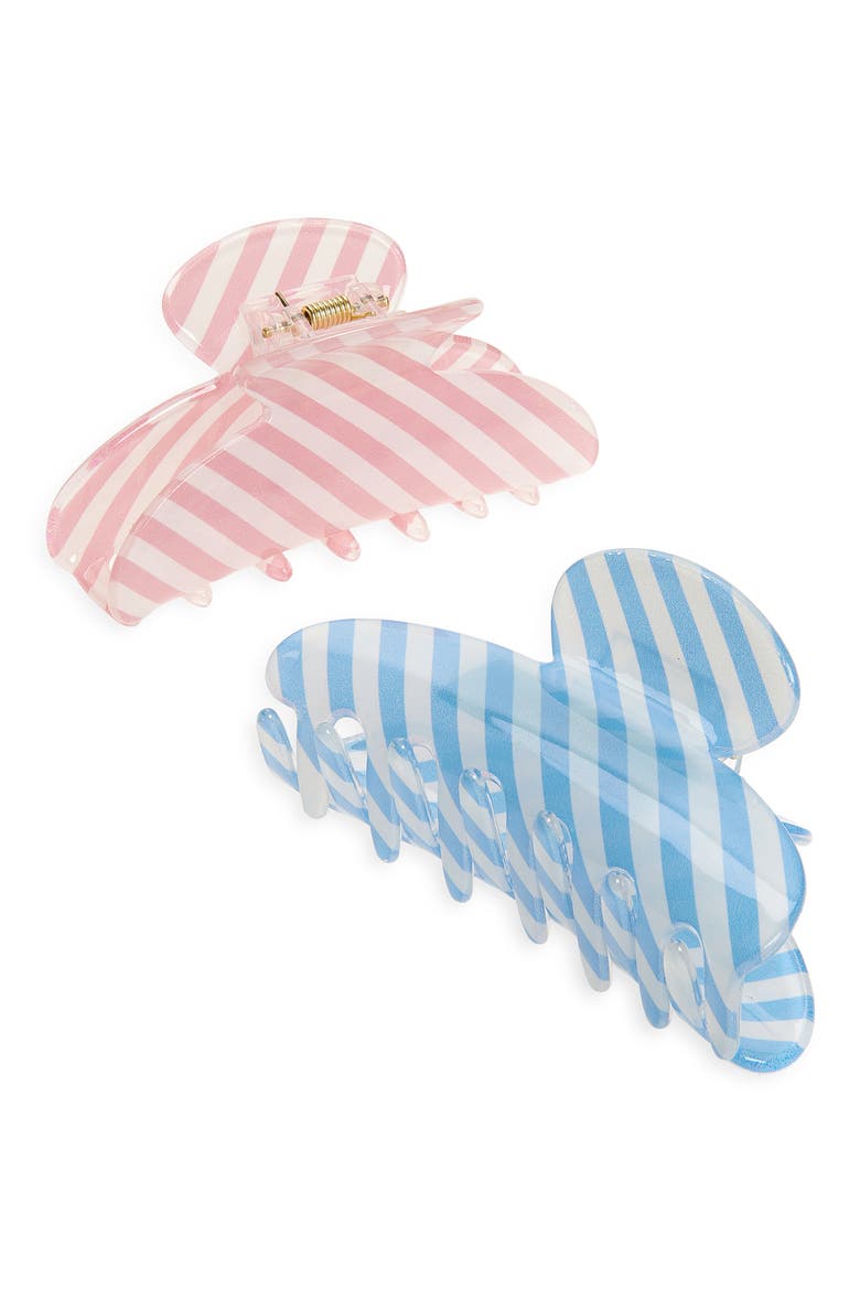 Assorted 2-Pack Stripe Claw Clips, Main, color, PINK/BLUE