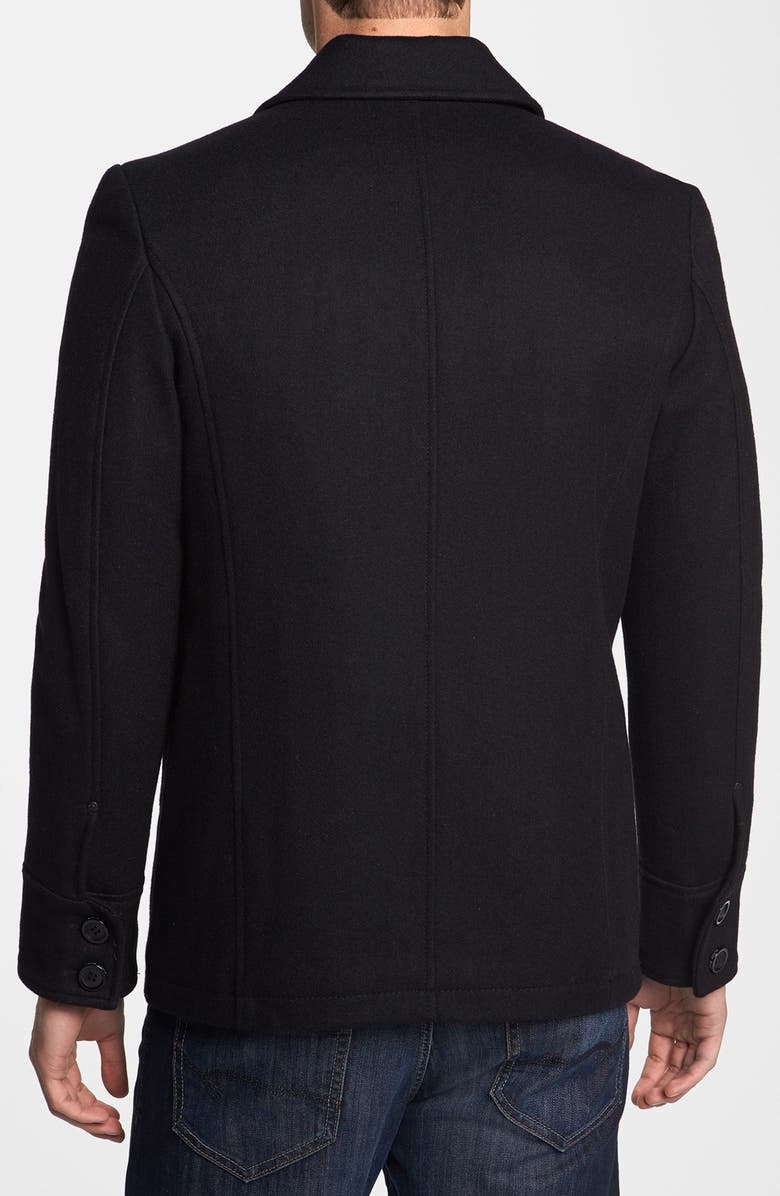 Black Rivet Double Breasted Peacoat, Alternate, color, 