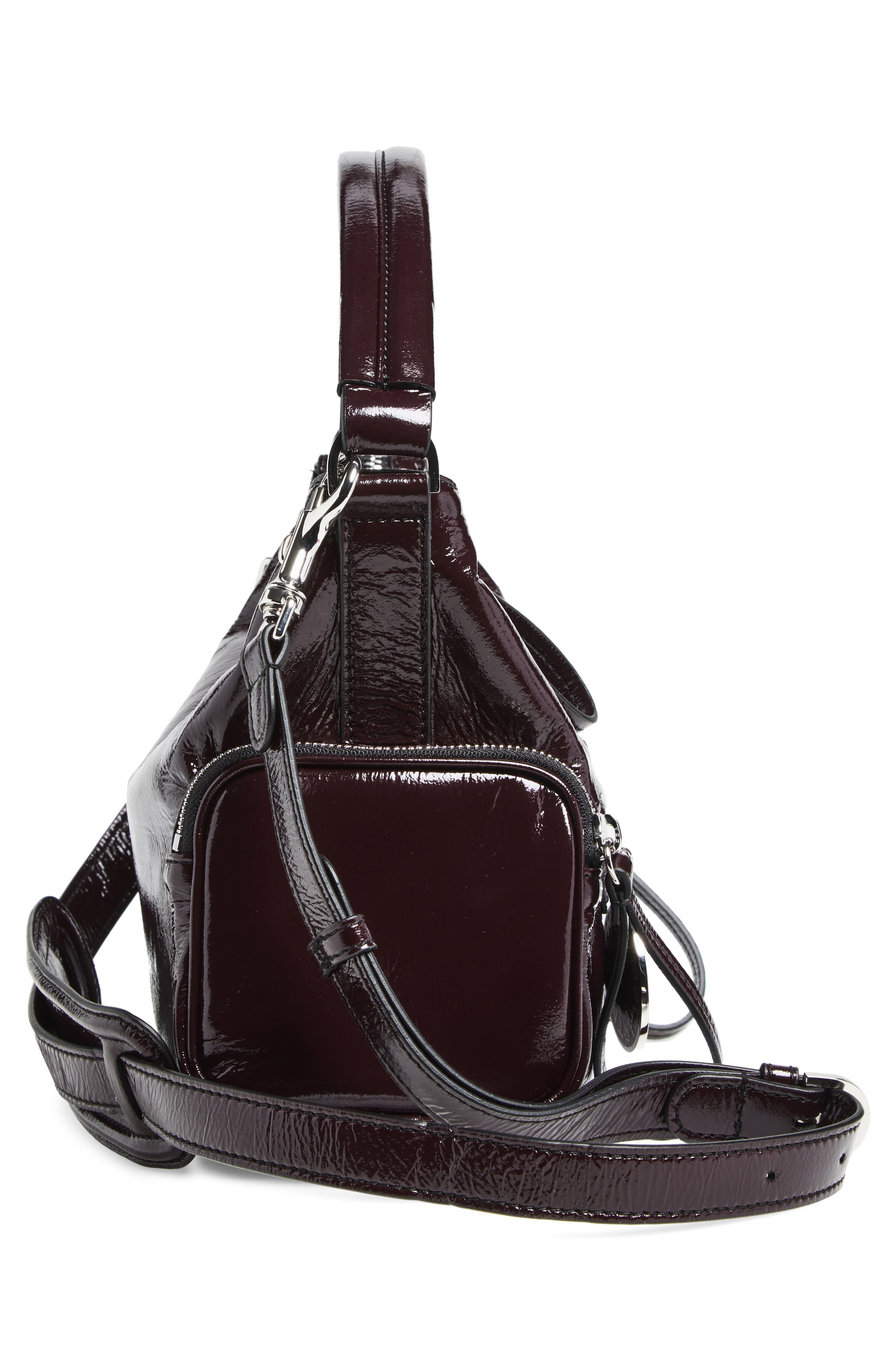 Stella McCartney Small Dartmoor Crinkled Patent Faux Leather Shoulder Bag, Alternate, color, Shiraz