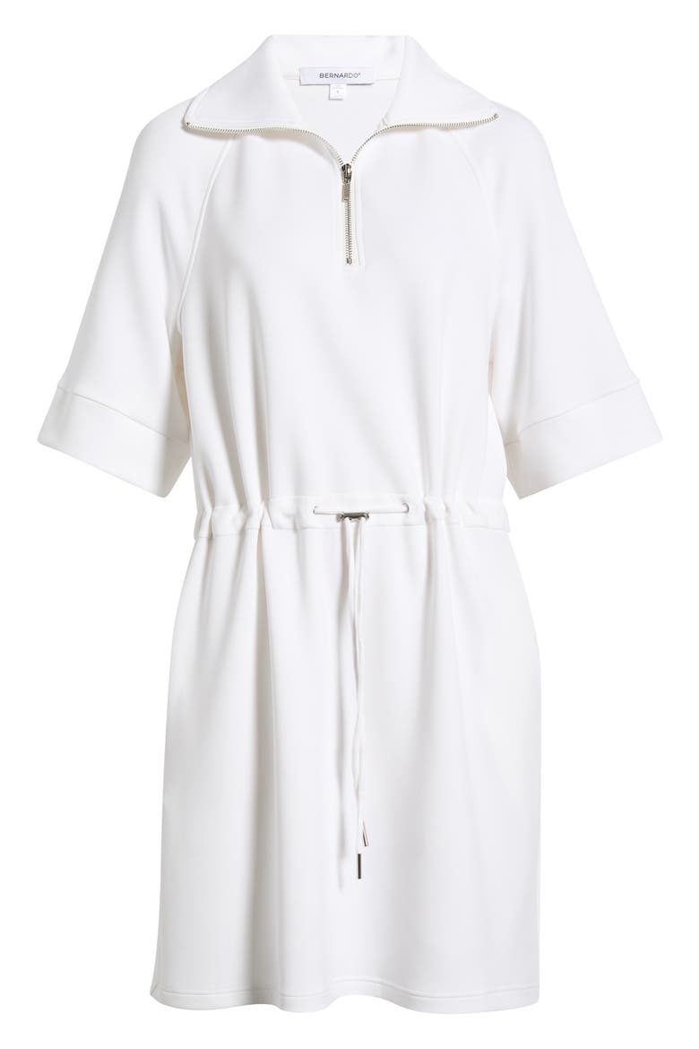 Quarter Zip Scuba Knit Dress, Alternate, color, BRIGHT WHITE