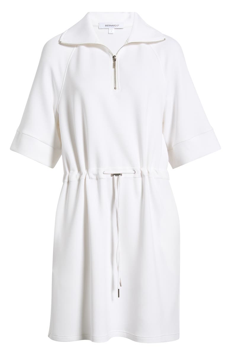 Bernardo Quarter Zip Scuba Knit Dress, Alternate, color, Bright White