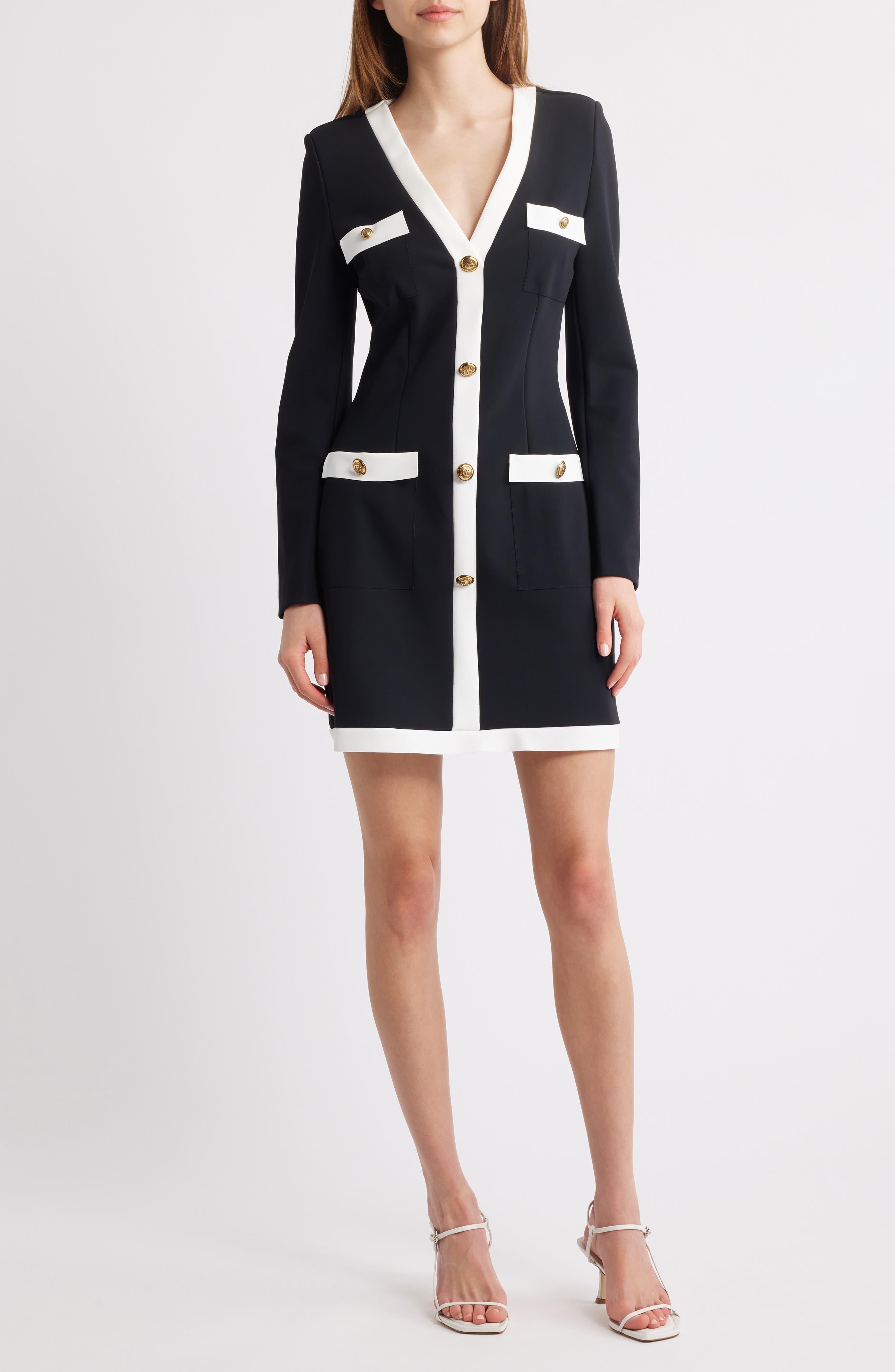 Chiara Boni La Petite Robe Toluke Bicolor Long Sleeve Minidress