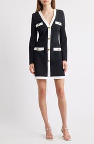 Chiara Boni La Petite Robe Toluke Bicolor Long Sleeve Minidress