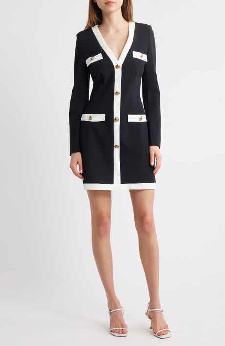 Chiara Boni La Petite Robe Toluke Bicolor Long Sleeve Minidress