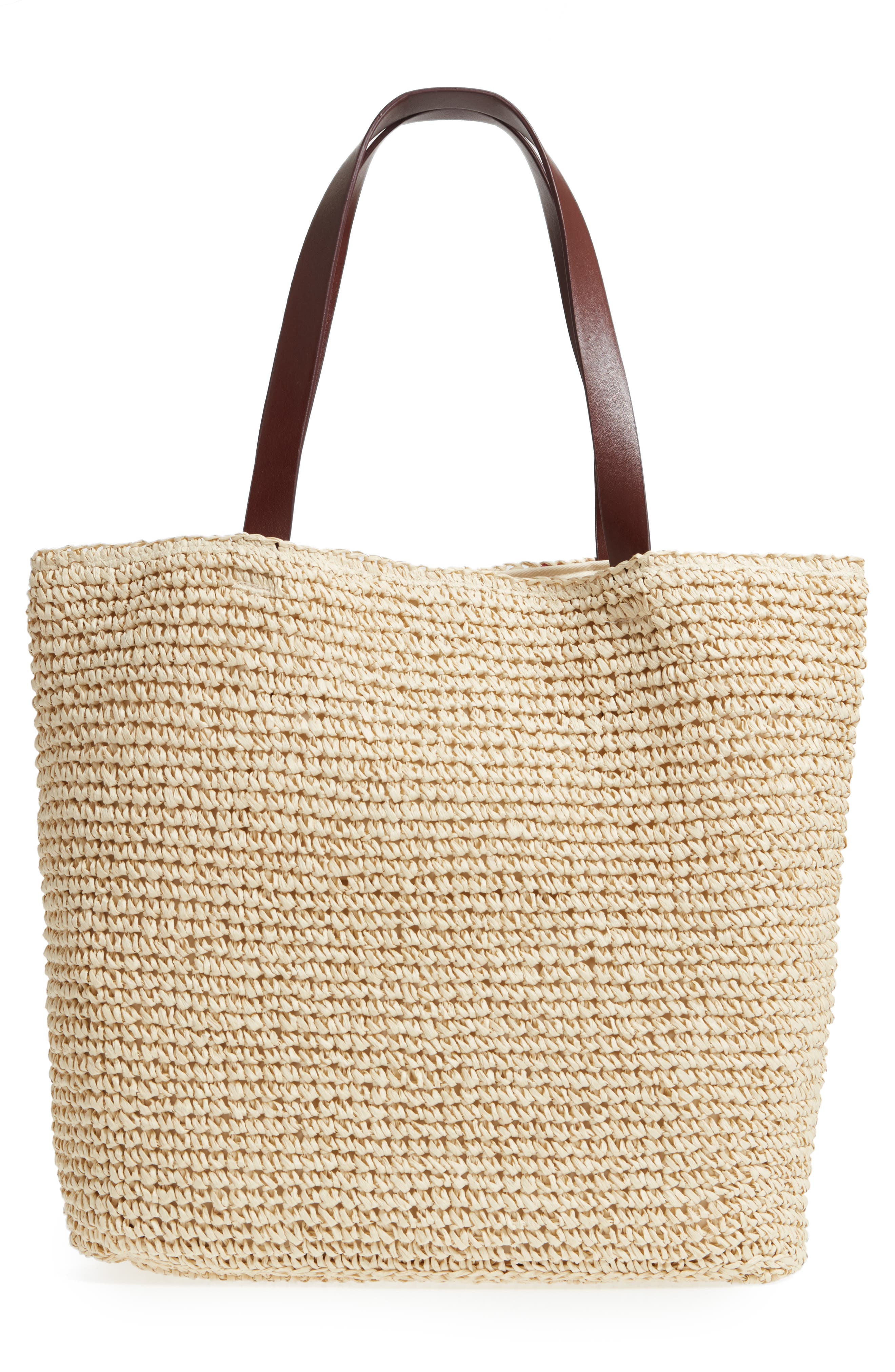 Nordstrom Flamingo Packable Woven Raffia Tote, Alternate, color, 