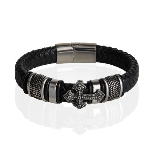 Lucky Brand Black Cross Bracelet for Men, Stainless Steel Faith Bracelet - 8.5'' at Nordstrom