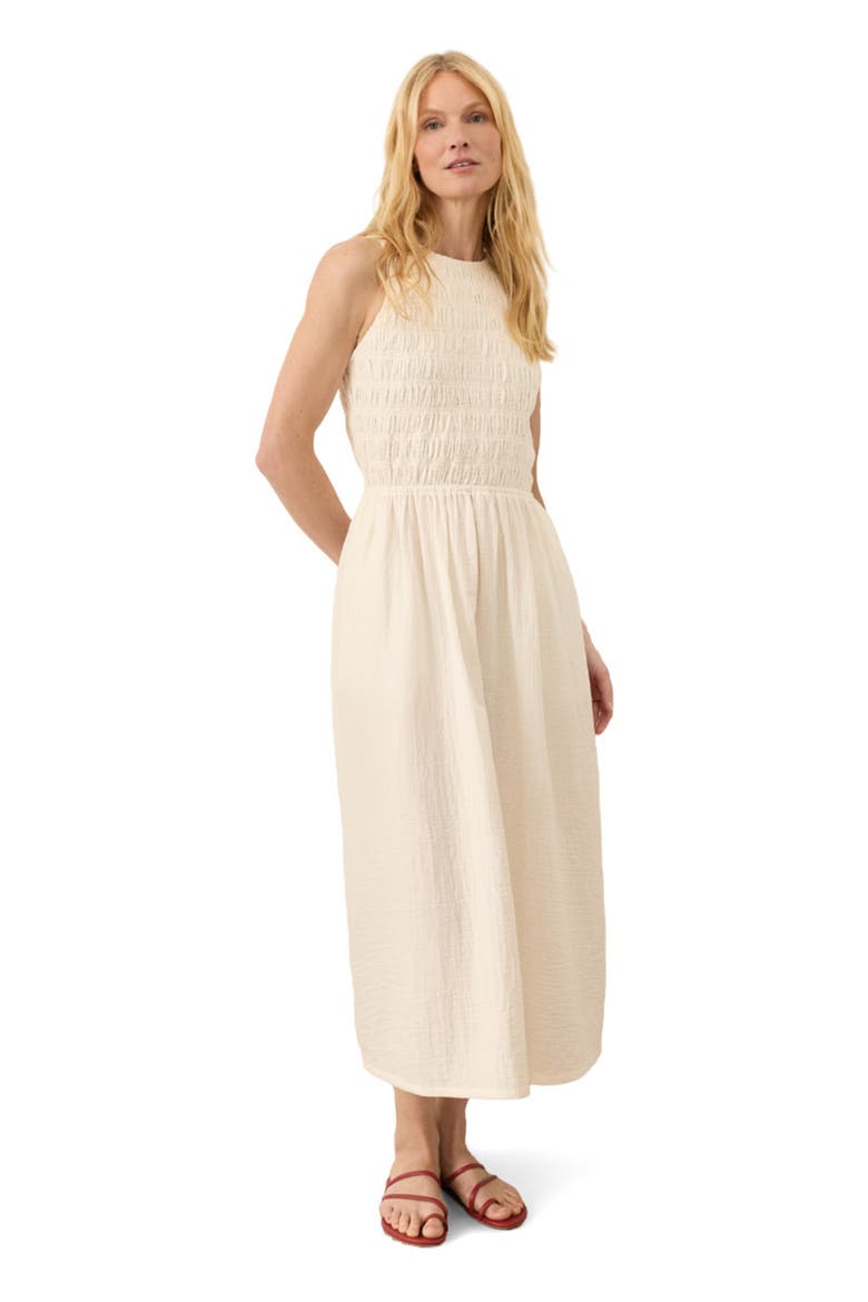 Organic Cotton Coastal Double Gauze Smocked Dress, Alternate, color, Cream
