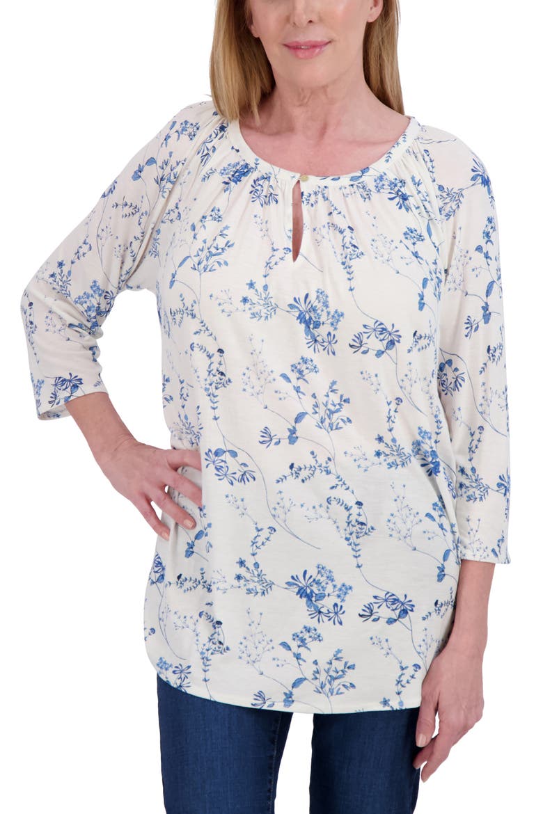 Floral Raglan Sleeve Top, Alternate, color, MARSHMALLOW