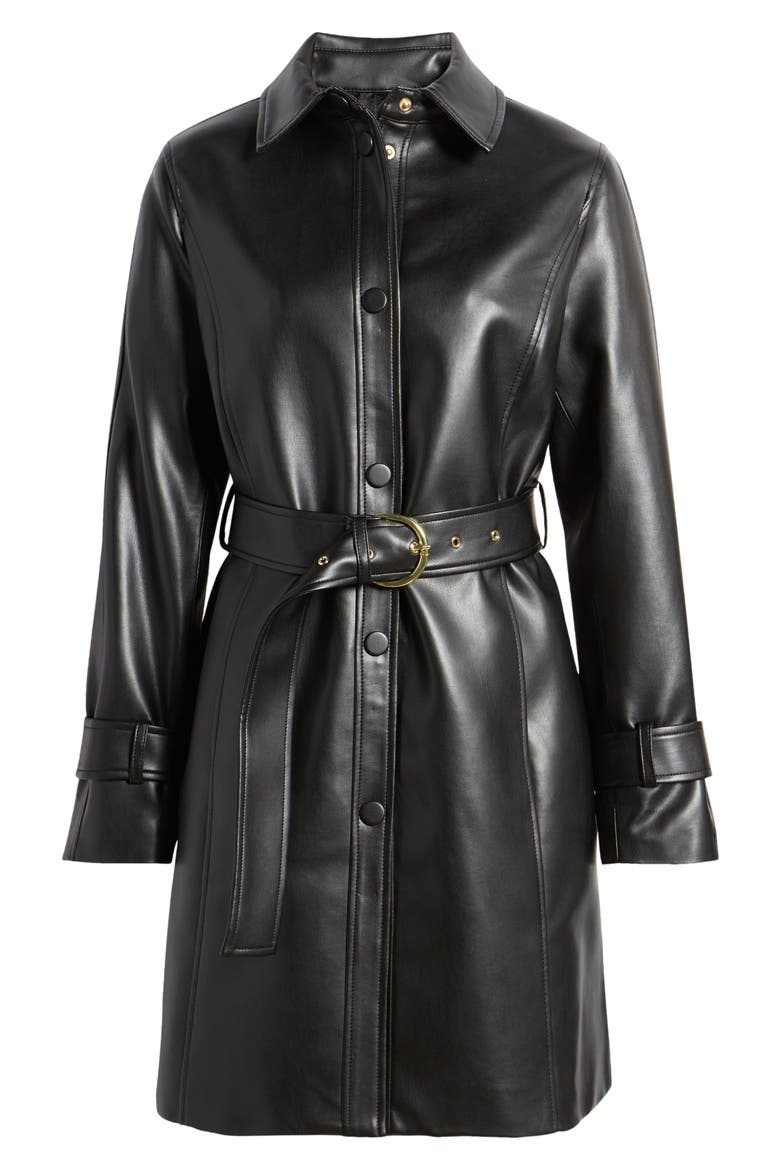 Tie Belt Snap Front Faux Leather Jacket (Women) | Nordstrom